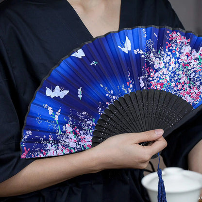Folding Hand Fan Vintage Silk Bamboo Fans Chinese Hand Fans Women Dance Fan Cosplay Wedding Party Props Decor Gift Fan Portab