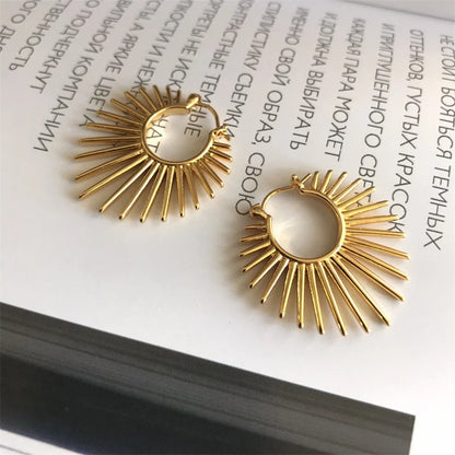 Trending French Punk Fan Hoop Earring For Woman New In 2025 Fashion Party Exaggerate Elegant Korean Earring Jewelry