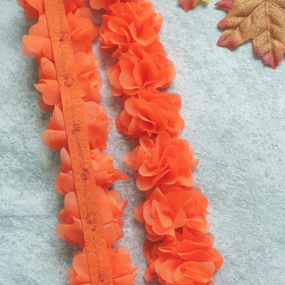 1 Yard Width 5cm 3D Chiffon Flowers Lace Trim Multicolor DIY Lace Ribbon Decor Clothes Accessories Craft Sewing Fabric Suppli