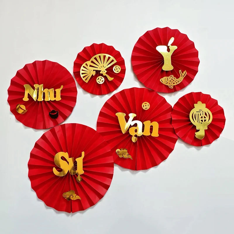 Vietnamese Spring Festival Decorations Paper Flowers Hanging Ornament 2026 New Year Home Decoraitons Room Wall Decor - S33