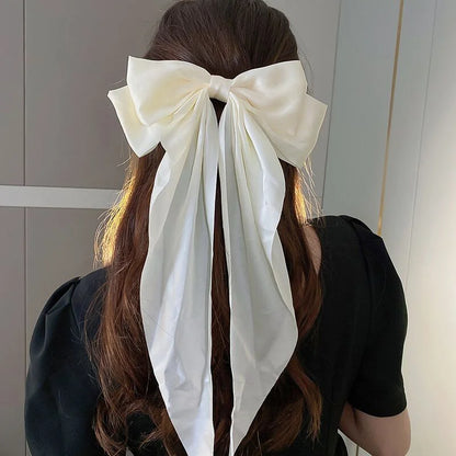 Solid Color Bow Ribbon Hair Clip New Women Large Bowknot Barrettes Women Ponytail Clip Headband Girls Hair Accessories Gift -