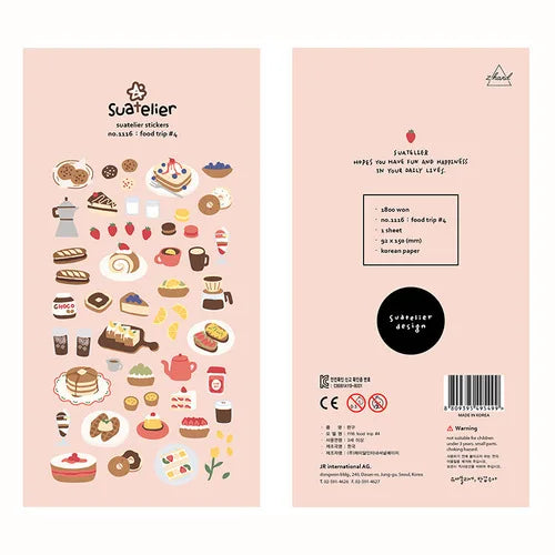 Suatelier Foods Stickers Aesthetic Scrapbooking Cute Junk Journal Ephemera Korean Deco Sticker Planner Diary DIY Craft Suppli