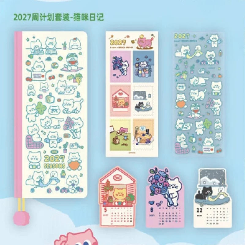 Kinbor 2027 Weekly Planner Pocket Size Notebook Week Plan Notepad Schedule Planning Book Punch Efficiency Manual Daily Writin