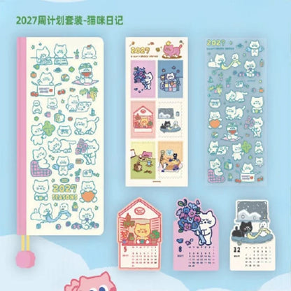 Kinbor 2027 Weekly Planner Pocket Size Notebook Week Plan Notepad Schedule Planning Book Punch Efficiency Manual Daily Writin