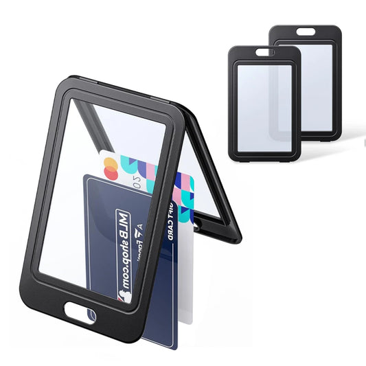 1pc Cute Double Sided Transparent ID Card Holder Waterproof Name Badge Holder Horizontal Id Badge Holder