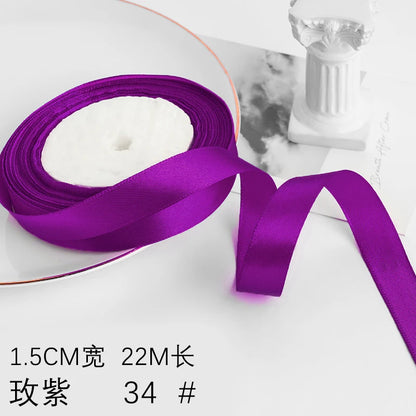 Wusmart 22Meters/Roll 1.5cm Single Face Satin Ribbon DIY Handmade Crafts Fabric Christmas Wedding Decoration Silk Ribbons - P