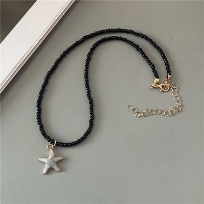 Spring Summer Necklace for Women Girl Cute Romantic Starfish Short Neck Jewelry Party Wedding Necklace - D