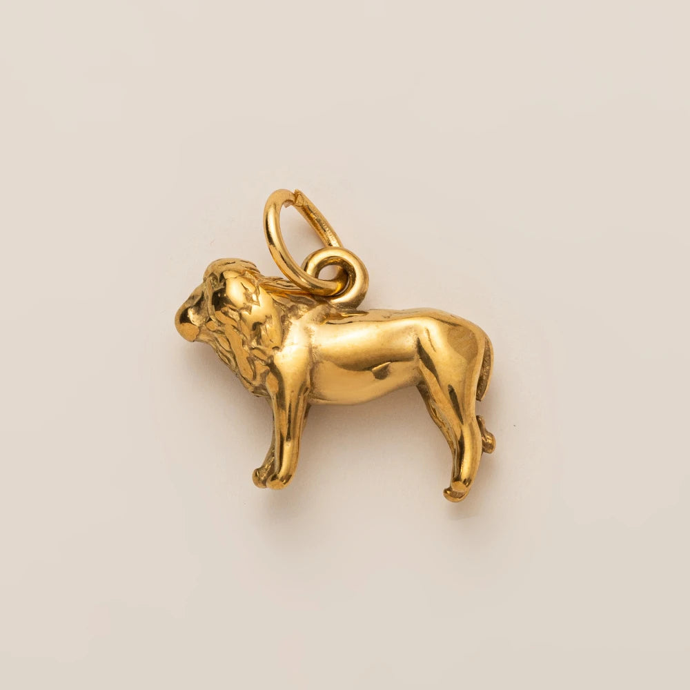 Animal Series Pendant Stainless Steel DIY Small Pendant Vacuum Plated 18K Gold Color Preserving Accessory in Furnace - lion