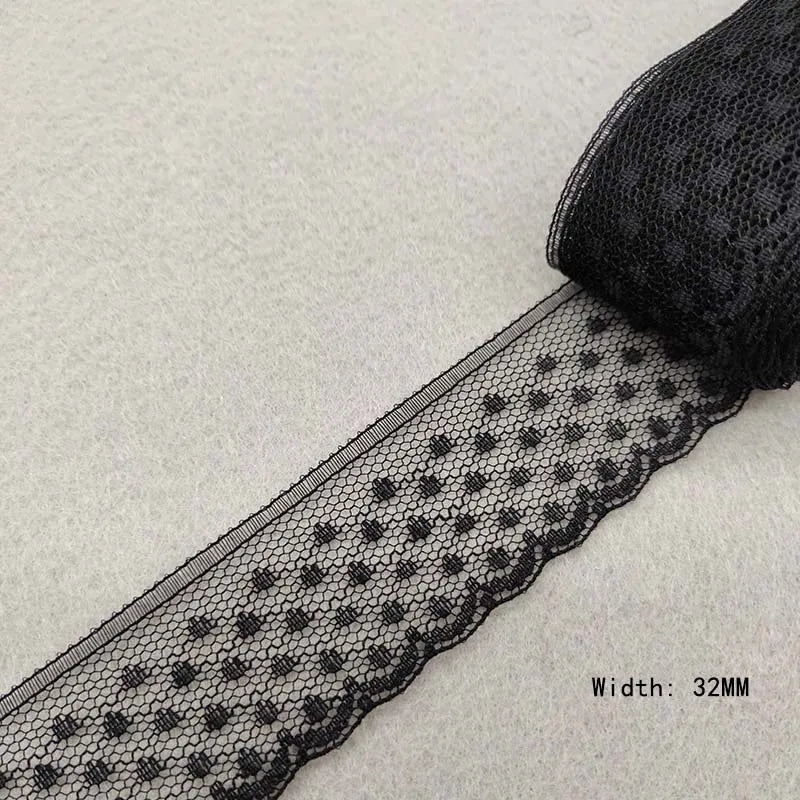 Beautiful 10 Yards/Lot Black Lace Ribbon Tape Quality Lace Trim DIY Embroidered Lace For Sewing Decoration African Lace Fabri