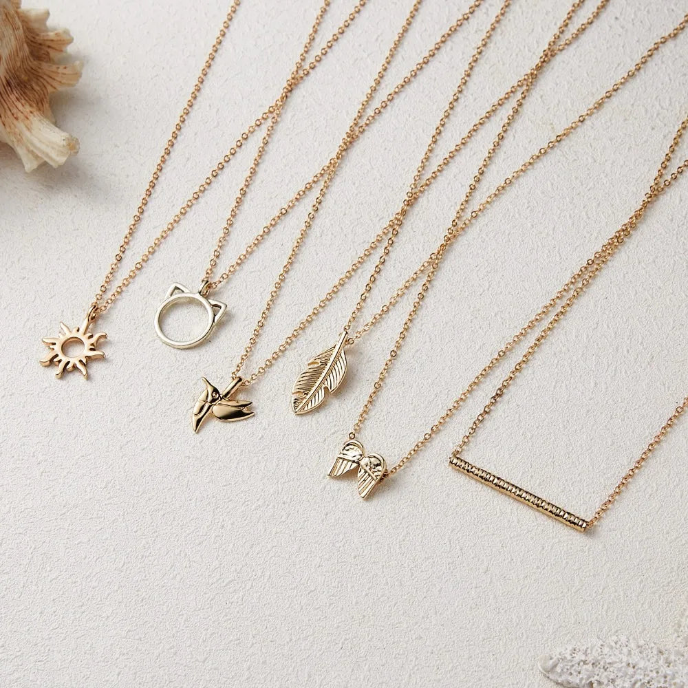 New Trendy Fashion Silver Gold Color Alloy Heavenly Angel Wings Pendant Necklaces for Women Girl Fashion Jewelry