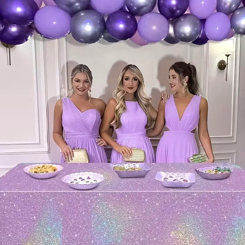 1/3pc Purple Iridescent Disposable Tablecloth Rainbow Laser Birthday Decoration Tablecloth for Bridal Wedding Party Supplies