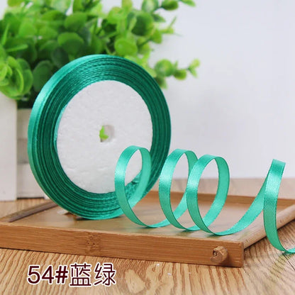 New (25 Yards/lot) 1/4''6mm Single Face Silk Satin Ribbon Wedding Decorative Ribbons Christmas Gift Wrap DIY Handmade Materia