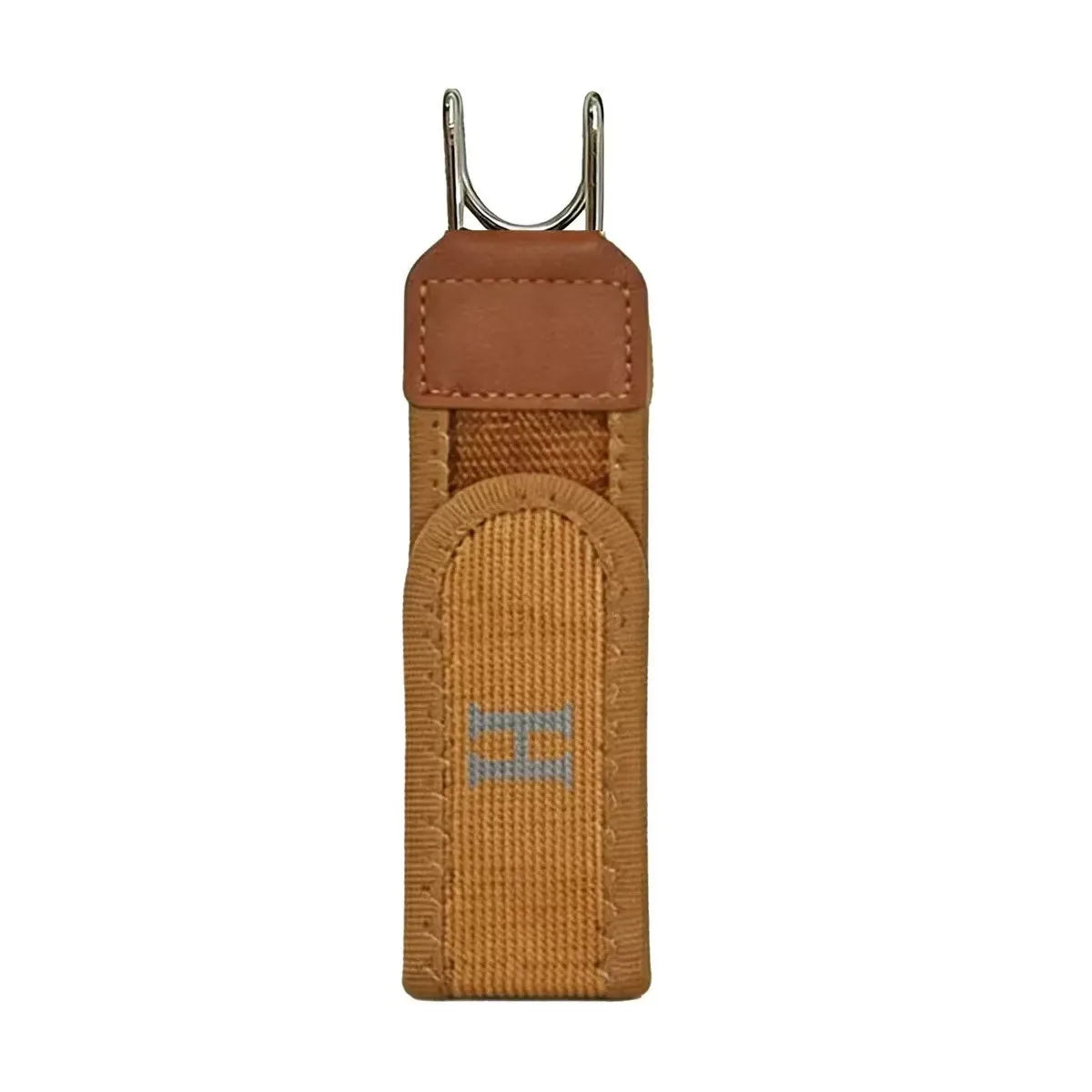 Adjustable Elastic Waistband Buckle with Magic Tape & Metal Hooks - Brown H