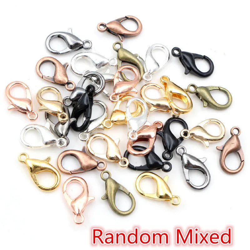 50pcs Small Lobster Clasp Hooks for Necklace Bracelet Chain DIY Jewelry Making Finding Supplies Bronze Gold Silver Plated Bla