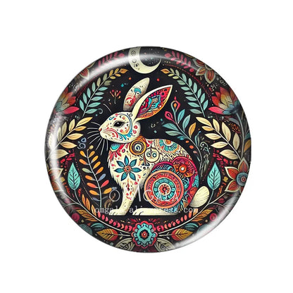Folk Art Animals with Flower 10pcs Mixed 12mm/14mm/18mm/20mm/25mm/30mm Round photo glass cabochon demo flat back Making findi
