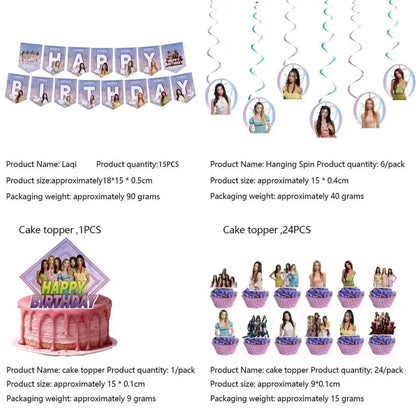 K-Katseye Birthday Decoration Kpop Girl Group Napkin Balloon Cup Plate Tablecloth Banner For Girls Festival Party Fans Gift -