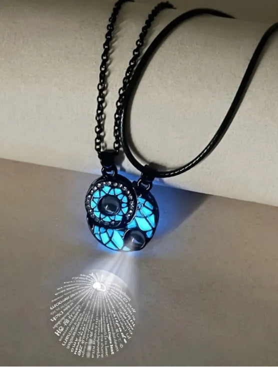 Luminous 100 Languages I Love You Necklace, Glow in the Dark Couple Pendant Necklace, Couple Gift for Boyfriend Girlfriend - 