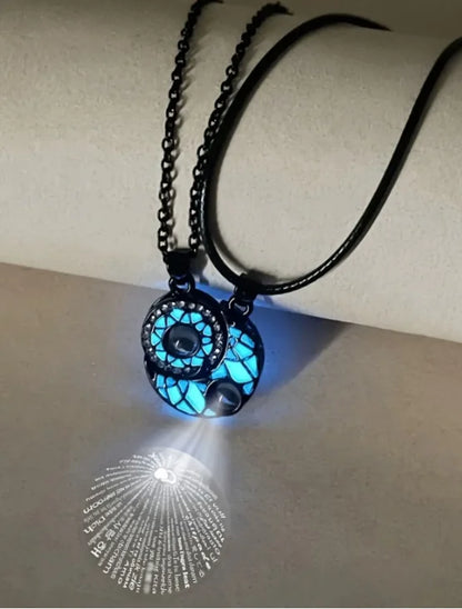 Luminous 100 Languages I Love You Necklace, Glow in the Dark Couple Pendant Necklace, Couple Gift for Boyfriend Girlfriend - 