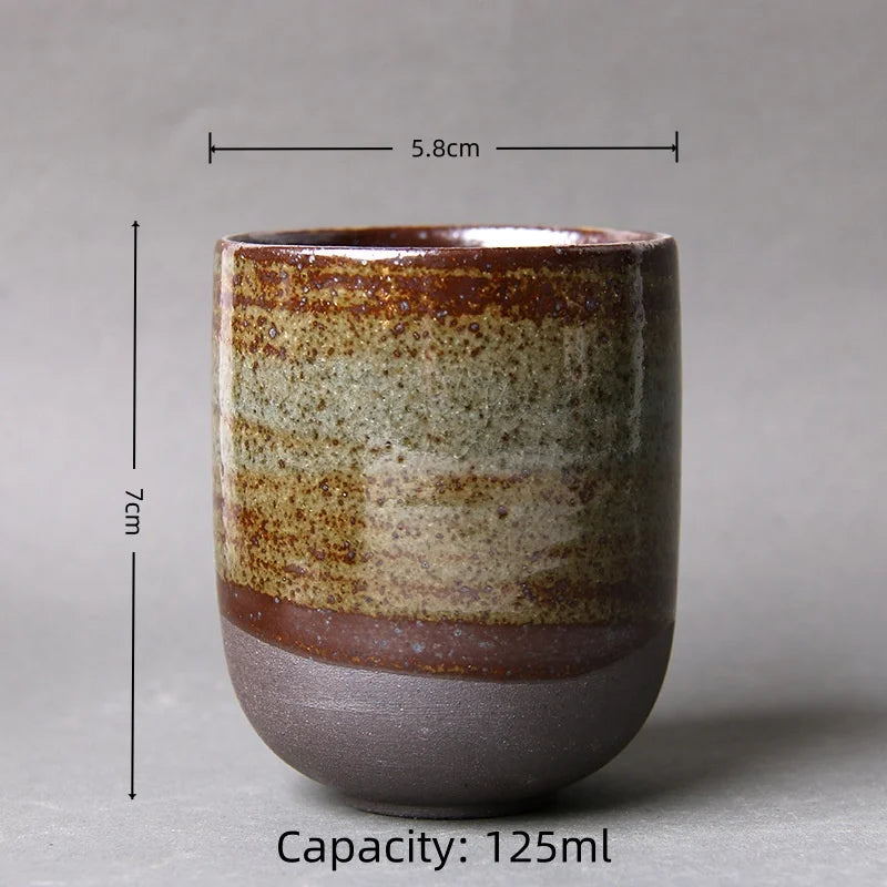 1pc Japanese Style Handmade Stoneware Tea Cup Kung Fu Tea Set Tea Cup Small Single Cup Ancient Style Quiet Road Cup Bowl Teac