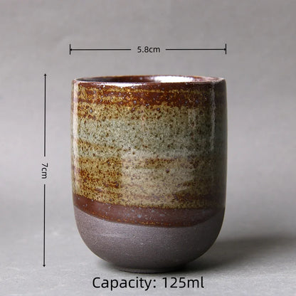 1pc Japanese Style Handmade Stoneware Tea Cup Kung Fu Tea Set Tea Cup Small Single Cup Ancient Style Quiet Road Cup Bowl Teac