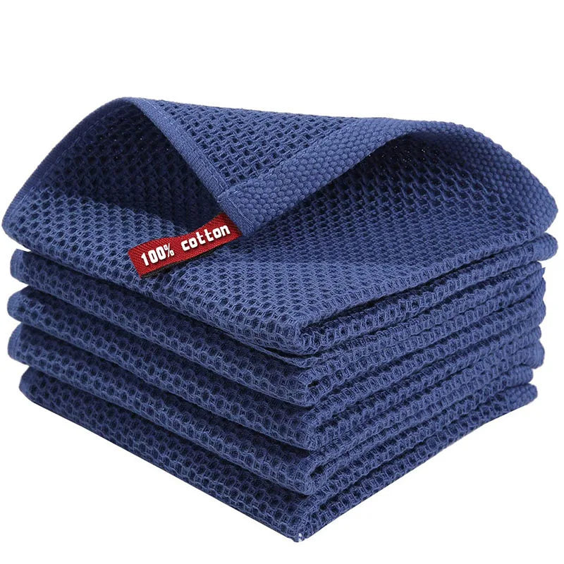 Cotton Towel Soft Absorbent Dishcloth Kitchen Dish Rags Honeycomb Breathable Face Wash Towel Household Cleaning Cloth Wash Cl