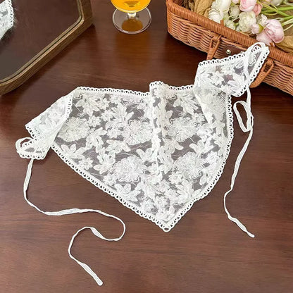 2025 ! Y2K Women Lace Tulle Bandage Skirt Stacked Lace Half Skirt Layering Small Butt Curtain Flower Triangle Hair Scarf - bi