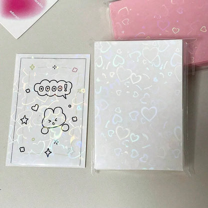 50pcs laser heart-shaped pattern card protective film, photo protection cover, suitable for ID cards, student cards，game card