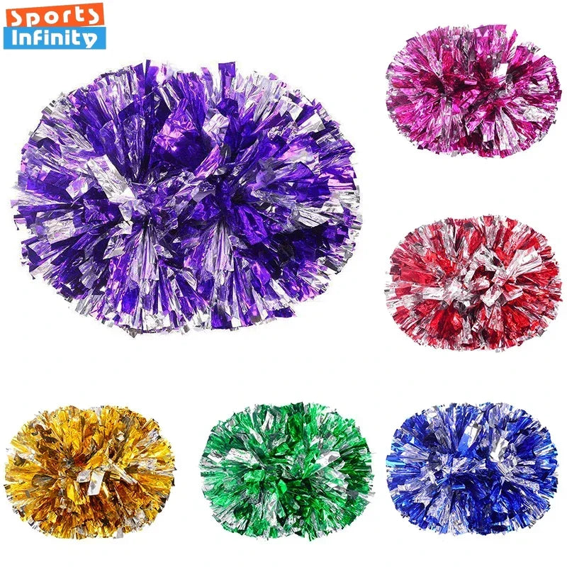 1pc Cheerleading Pom Poms with Handle Cheer Balls Big Gold Silver Red Yellow Blue Hand Dance Pompoms Accessories for Women Ki