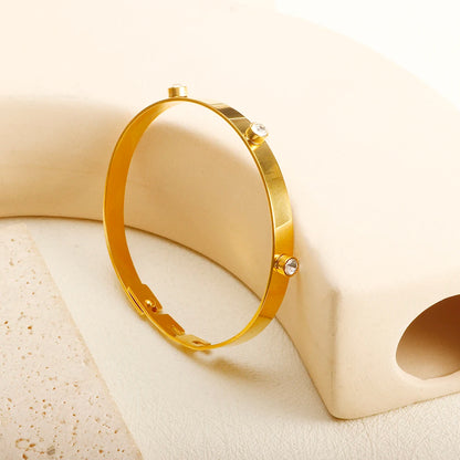 Fashion Simple Stainless Steel 3 Crystal Bracelet Bangle
