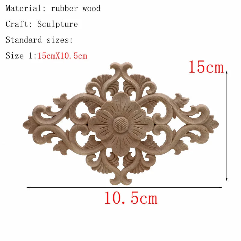 1Pc Unique Natural Floral Wood Carved Wooden Figurines Crafts Corner Appliques Frame Wall Door Furniture Woodcarving Decorati