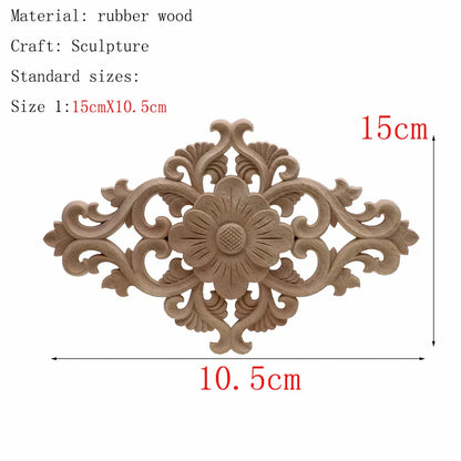 1Pc Unique Natural Floral Wood Carved Wooden Figurines Crafts Corner Appliques Frame Wall Door Furniture Woodcarving Decorati