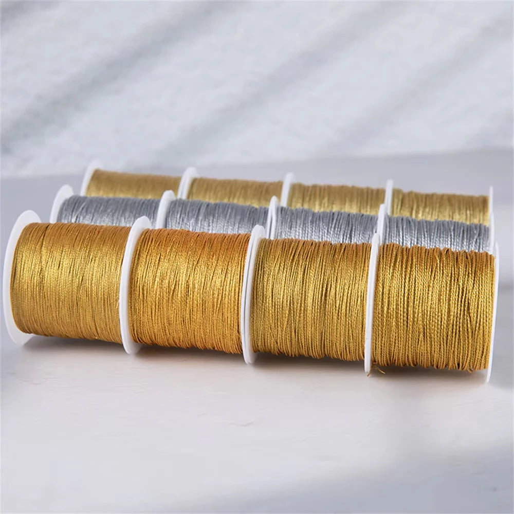Gold/Silver Thread Macrame Cord Rope Bracelet Necklace Braided String For DIY Tassel Beading Shamballa String Supplies