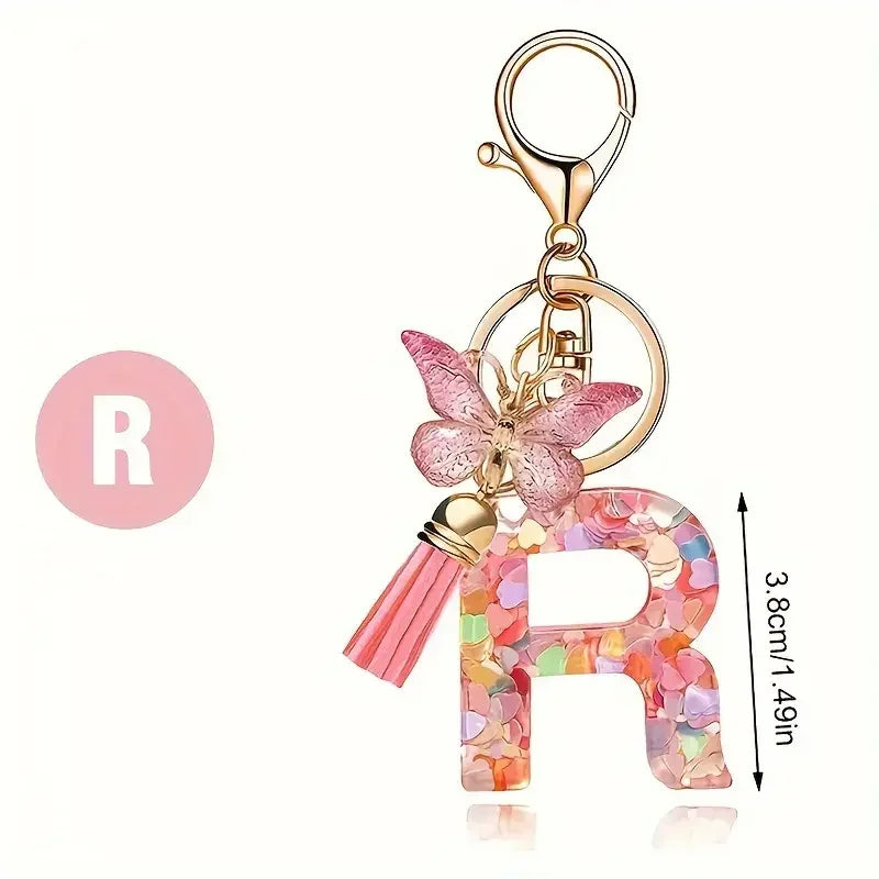 Fashion DIY A-Z Letters keychain Metal Holder Pendent Key Chain Women Car Key Ring Simple Letter Name Key Party Gift Jewelry 