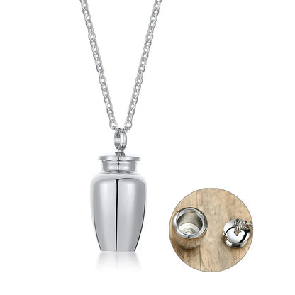 Urn Necklace Pendant for Ashes Cremation Jewelry - silver