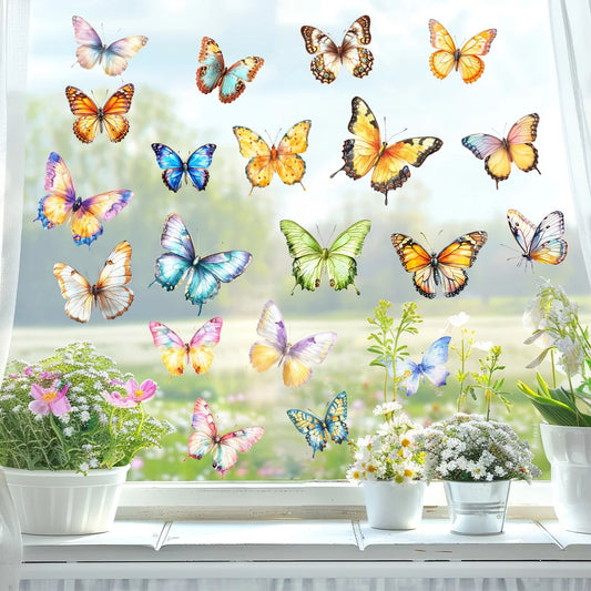 Spring Butterfly Window Clings - Colorful Double-Sided Removable & Reusable Anti-Collision Stickers for Home Decor