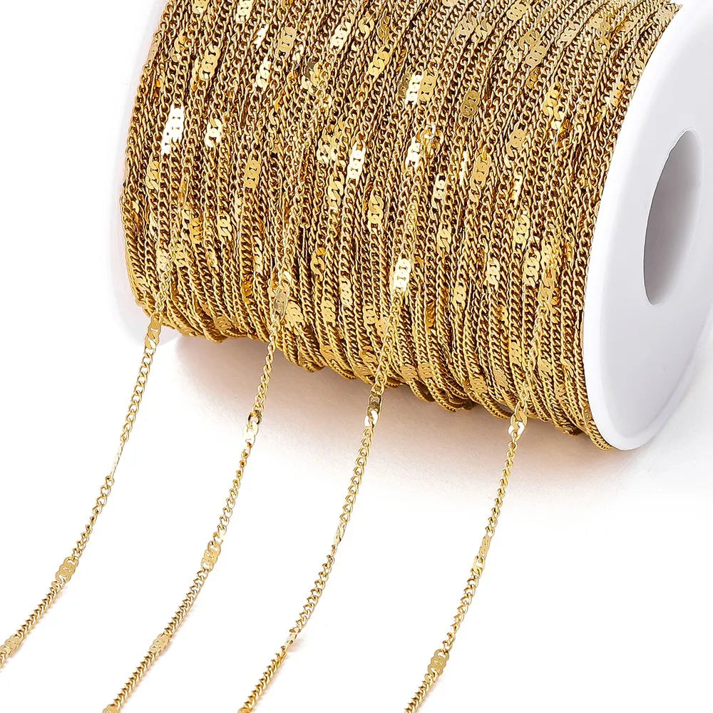 2Meters/Lot Stainless Steel Chains Gold Color Chain for Jewelry Making DIY Necklace Bracelet Accessories Lips Beads Beaded Ch