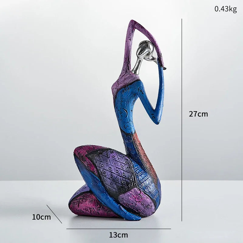 Abstract Character Ornaments Home Living Room TV Cabinet Decoration Office Art Yoga Decoration Statue Sculptures - Blue A