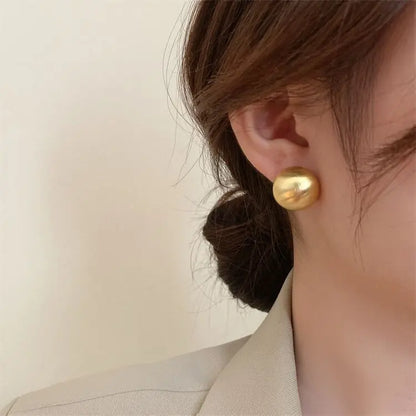 LATS Vintage Exaggerated Personality Semicircle Matte Stud Earrings for Women Temperament Jewelry Party Fashion Accessories G