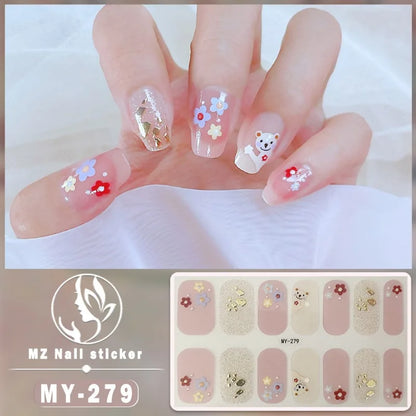 Nail Sticker Full Cover Waterproof Nail Art Manicure Decoration Sweet DIY Nail Decail Rhinestones Self Adhesive Manicure INS 