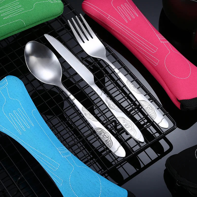 Picnic Set Tableware Washable with Zipper Travel Cutlery Kit Case Portable Pouch for Dinner Household Tool Travel Camping Spo