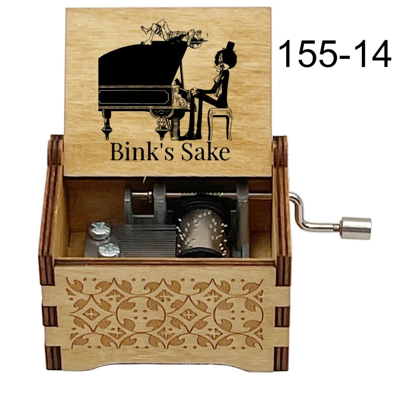 Bink's Wooden Painted Music Box Anime Carved Musical Box Desktop Decoration Sake Melody Christmas Birthday Gift - 155-14-hand