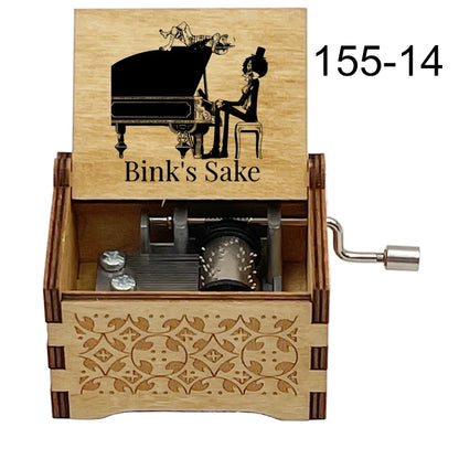 Bink's Wooden Painted Music Box Anime Carved Musical Box Desktop Decoration Sake Melody Christmas Birthday Gift - 155-14-hand