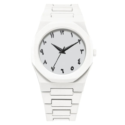 New Fashionable Men's Watch Simple Black Male Quartz Watches Arabic Digital Casual Drip Oil Strap