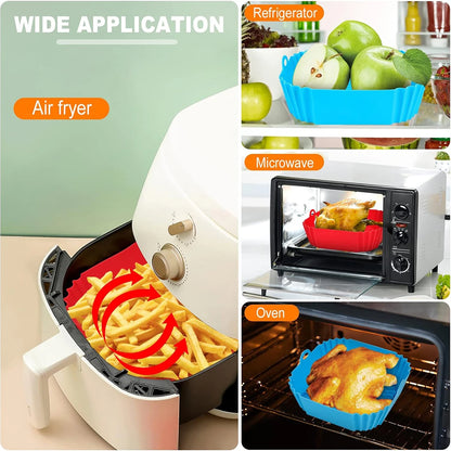 Silicone Air Fryer Liners Pot,Airfryer Basket Cooking Gadgets ,Reusable Baking Tray Non-stick Pizza Pan Oven Kitchen Accessor