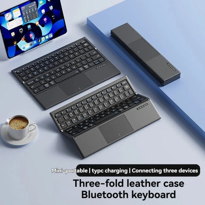 Triple Fold Tablet Keyboard with Portable Touch Pad Wireless Bluetooth Keyboard for IPad Laptop Computer PC Accessories Gifts