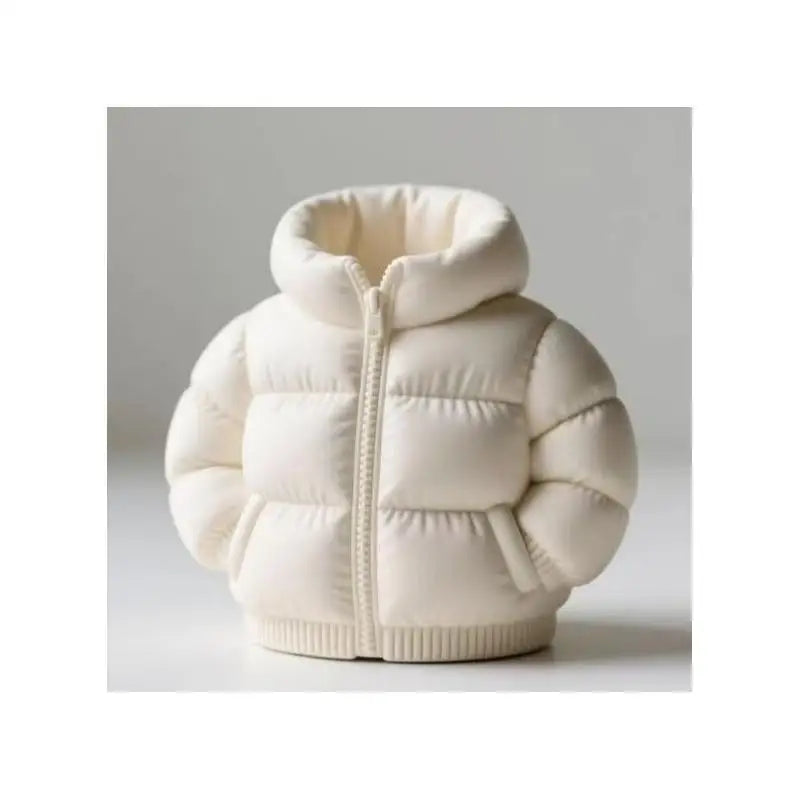 3D Puffer Jacket Shape Pen Holders,Cute Creative Stand-Up Storage Pen Pouch for Desk & Office - 1PC-White