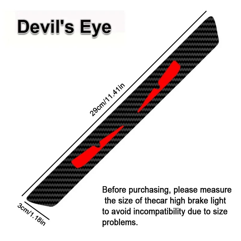 Monster Eyes Car Rear Light Sticker - Cartoon Devil Eyes Tail Light Decal, Carbon Fiber Pattern, Transparent Night Projection