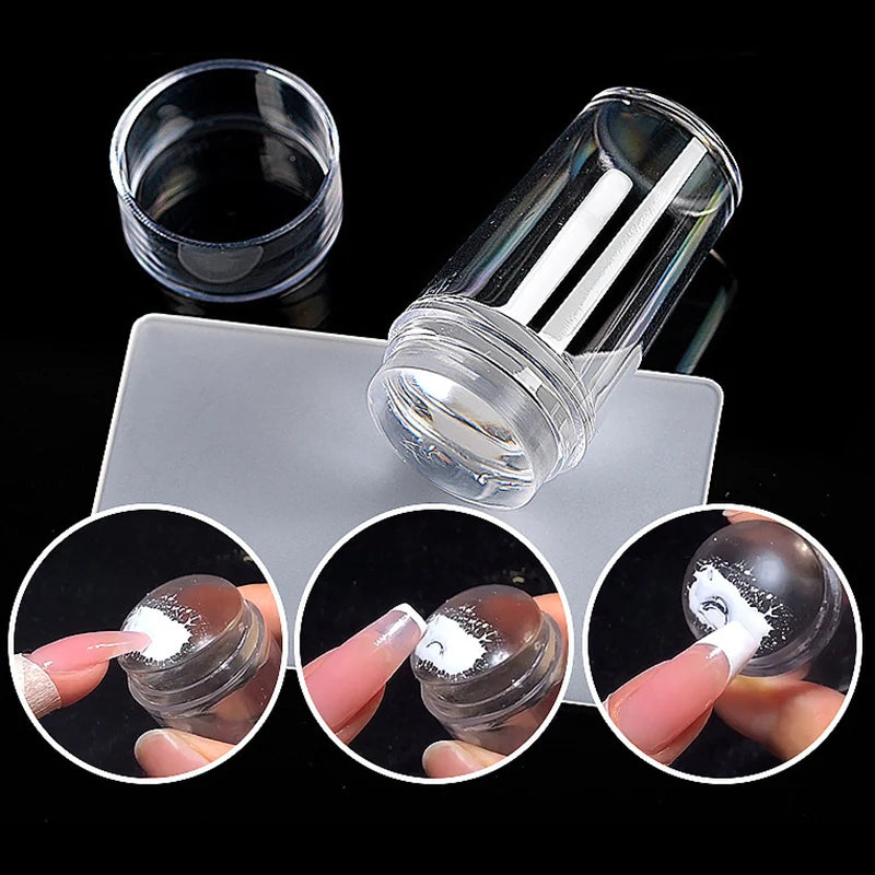 Nail Stamping Plates Pure Clear Jelly Nails Art Stamper Scraper Set Print Silicone Marshmallow Design Manicure Accessories To