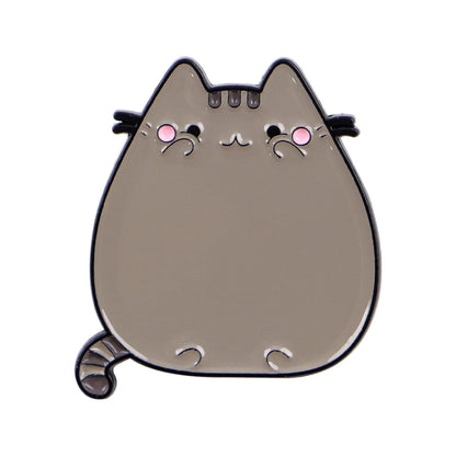 Cute Grey Fat Cat Enamel Pin Metal Cartoon Brooch Backpack Hat Bag Collar Lapel Badges Men Women Fashion Jewelry Collection G
