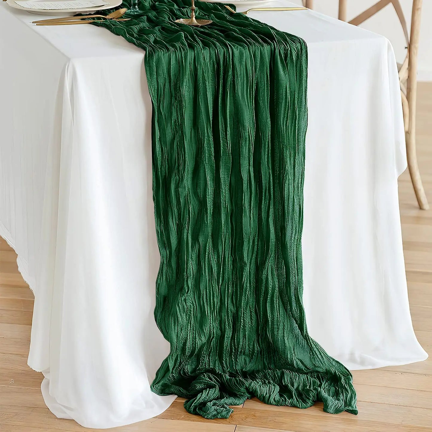 40x275cm Wedding Pink Gauze Table Runner Semi-Sheer Cheesecloth Table Setting Dining Party Christmas Banquets Arches Cake Dec